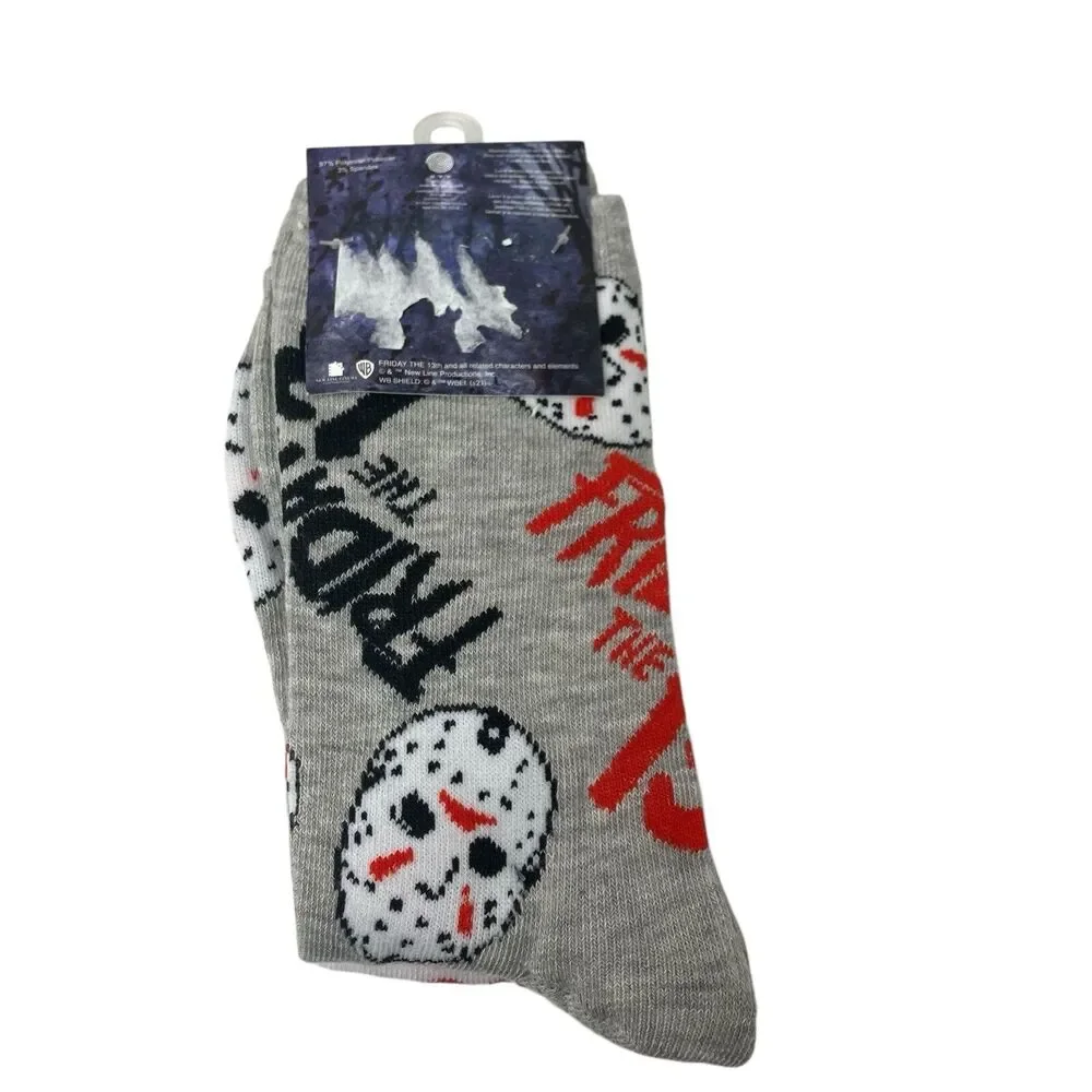 Friday‎ the 13th Socks Mens Size 4-10 White Jason Mask Horror Halloween